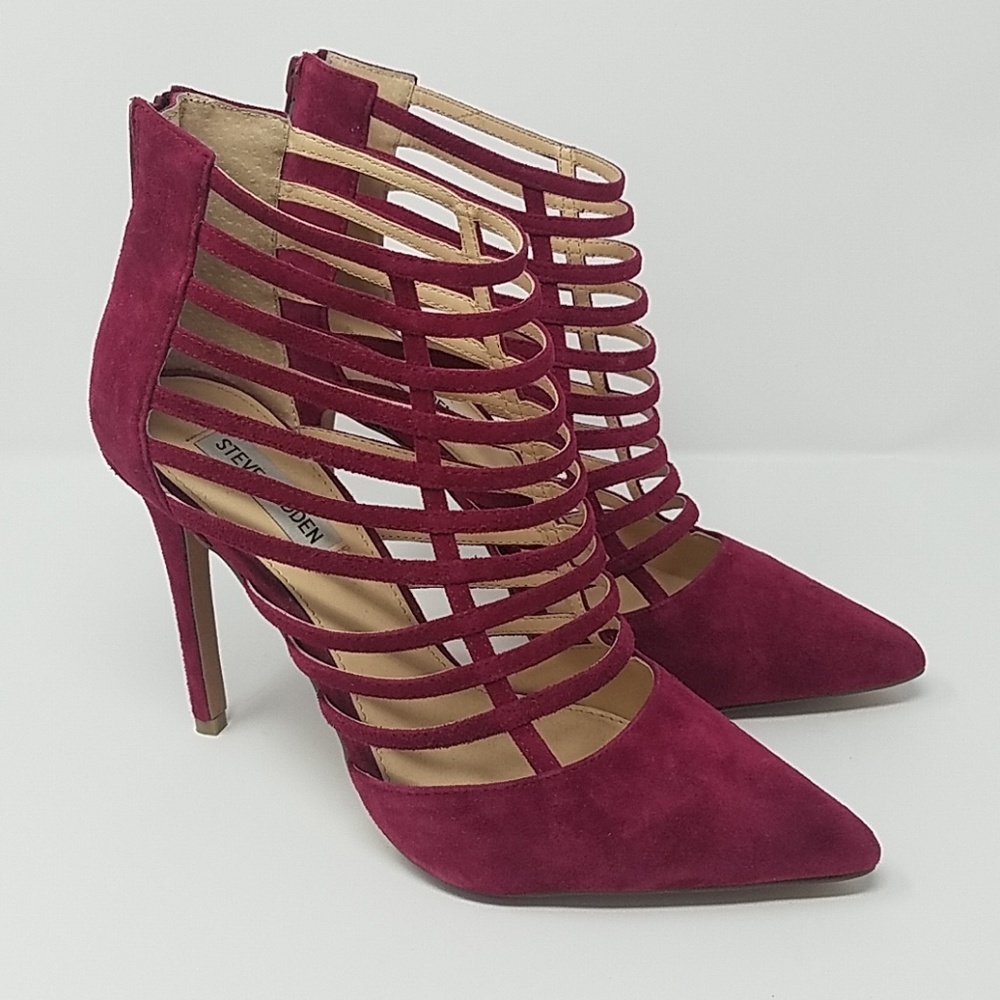 Steve Madden 8.5 Prowler‎ caged heels red suede